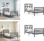 VidaXL Bedframe met hoofdbord massief hout grijs 100x200 cm Bedframe Bedframes Bed Eenpersoonsbed - Thumbnail 2