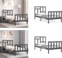 VidaXL Bedframe met hoofdbord massief hout grijs 3FT Single Bedframe Bedframes Bed Eenpersoonsbed - Thumbnail 3