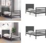VidaXL Bedframe met hoofdbord massief hout grijs 90x200 cm Bedframe Bedframes Bed Eenpersoonsbed - Thumbnail 2