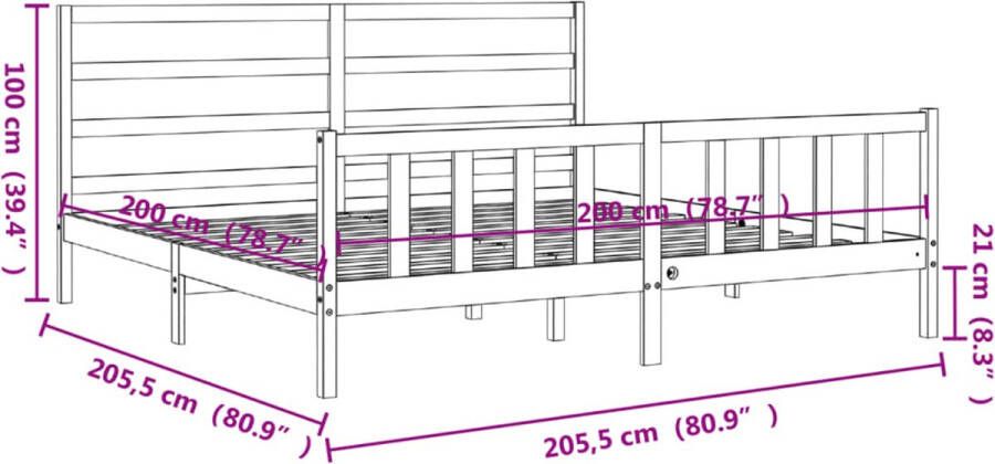 VidaXL -Bedframe-met-hoofdbord-massief-hout-honingbruin-200x200-cm - Foto 18