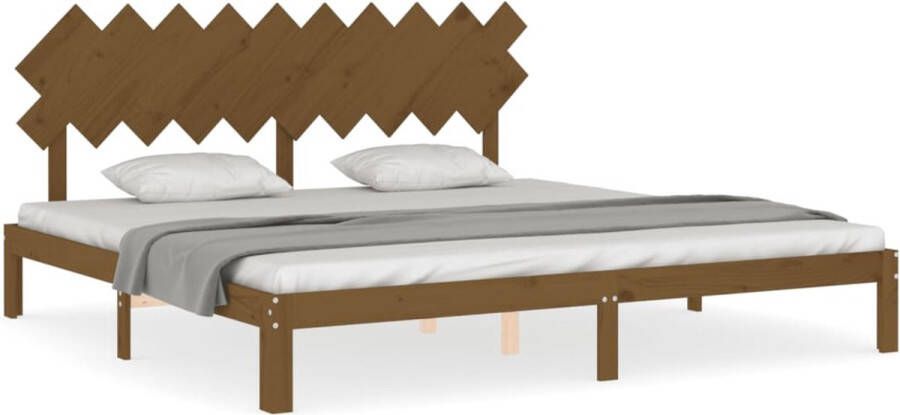 VidaXL -Bedframe-met-hoofdbord-massief-hout-honingbruin-200x200-cm - Foto 2