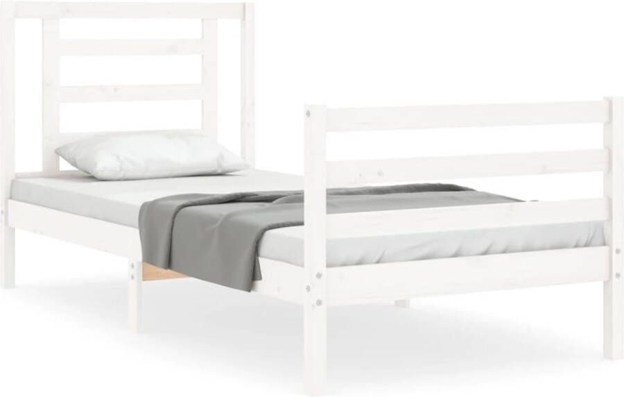 VidaXL -Bedframe-met-hoofdbord-massief-hout-wit-100x200-cm - Foto 6