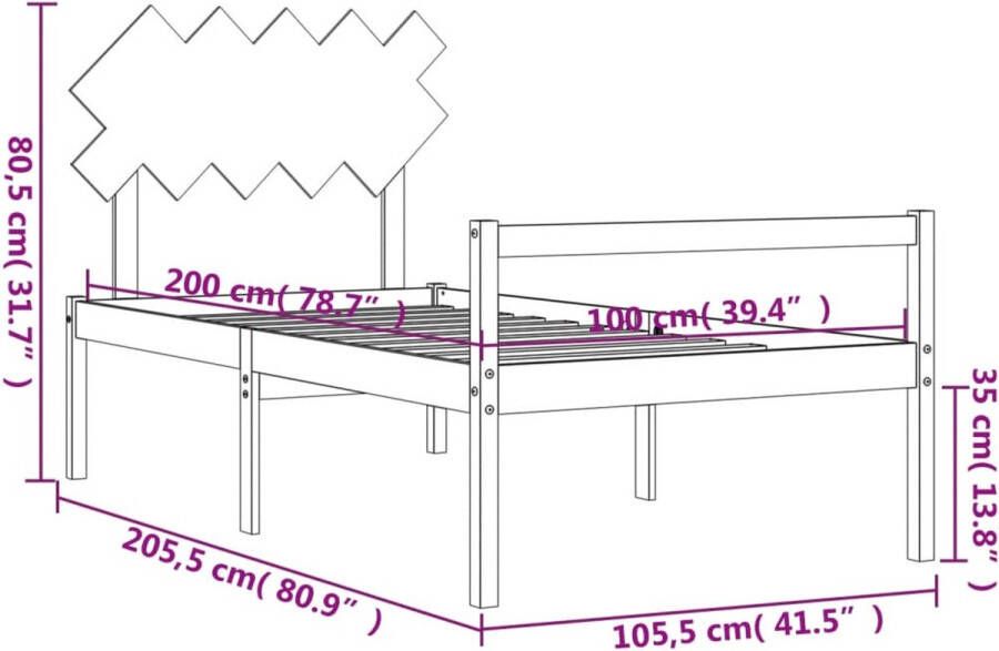 VidaXL -Seniorenbed-met-hoofdbord-massief-hout-wit-100x200-cm