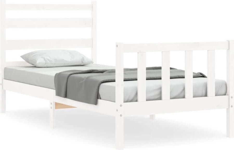 VidaXL Bedframe Grenenhout 100x200 cm Wit Massief Hout Bed Grenenhout Bed Wit Bed Tweepersoonsbed Boxspring Frame Slaapcomfort - Foto 2