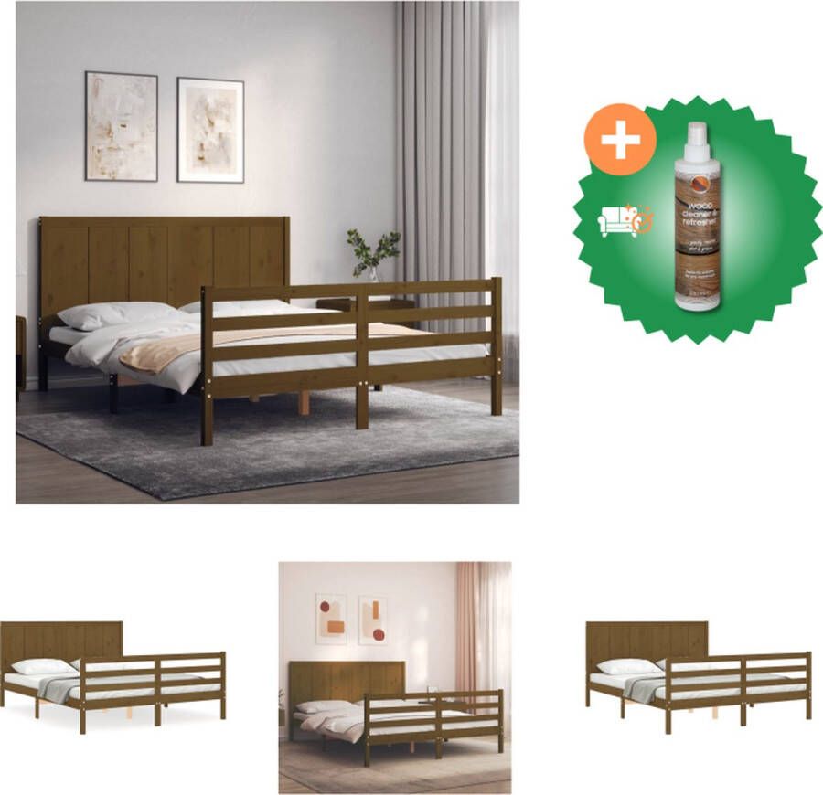 VidaXL Bedframe met hoofdbord massief hout wit 100x200 cm Bedframe Bedframes Bed Eenpersoonsbed