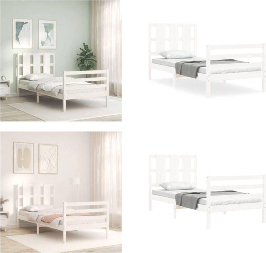 VidaXL Bedframe zonder matras massief grenenhout wit 140x200 cm Bedframe Bedframes Bed Eenpersoonsbed - Foto 8