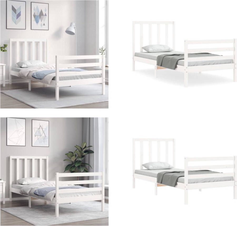 VidaXL Bedframe zonder matras massief grenenhout wit 140x200 cm Bedframe Bedframes Bed Eenpersoonsbed - Foto 9