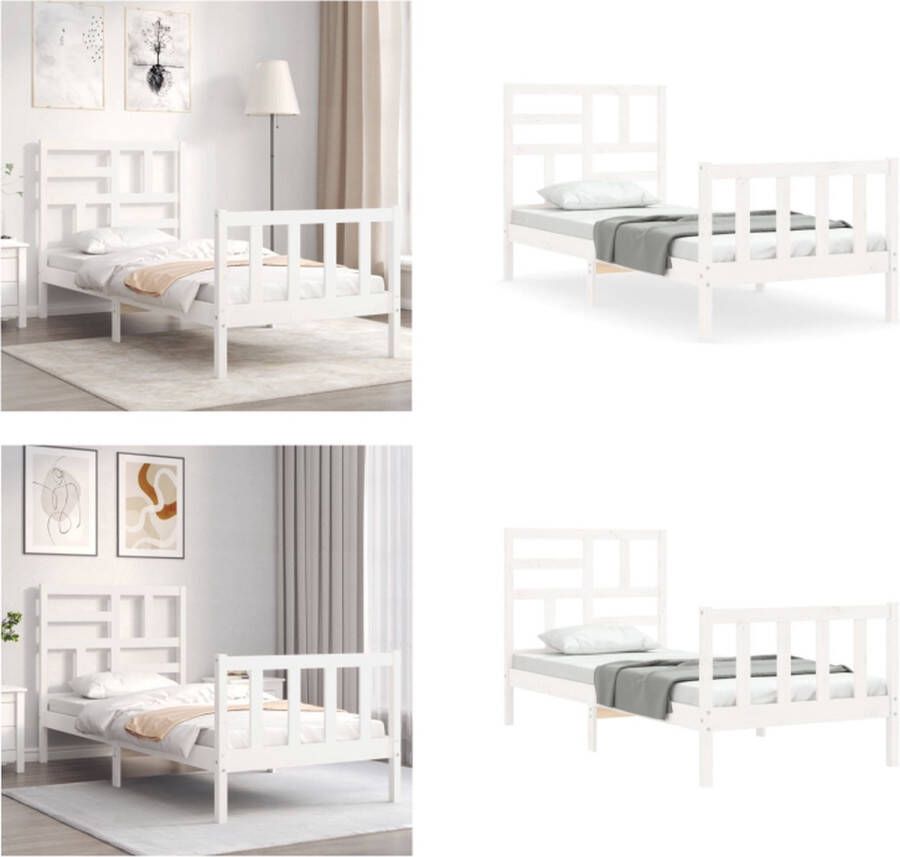 VidaXL Bedframe zonder matras massief grenenhout wit 140x200 cm Bedframe Bedframes Bed Eenpersoonsbed - Foto 11