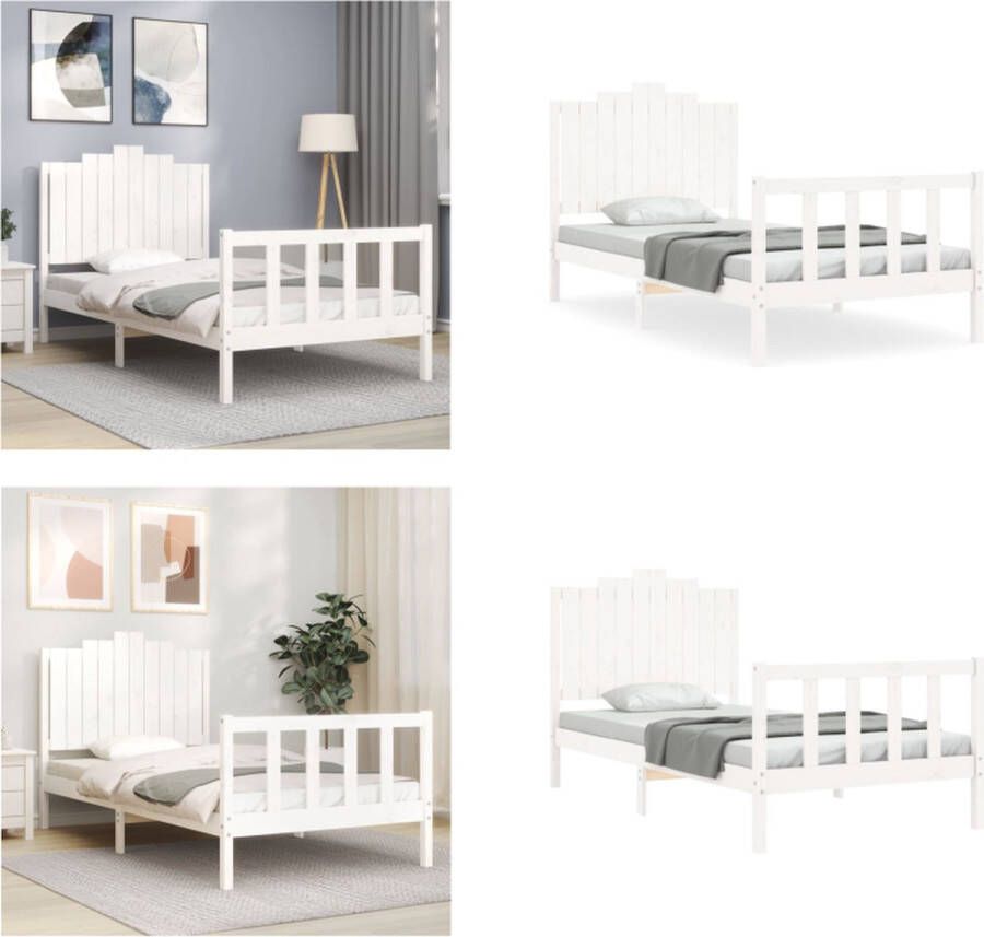 VidaXL Bedframe zonder matras massief grenenhout wit 140x200 cm Bedframe Bedframes Bed Eenpersoonsbed - Foto 12