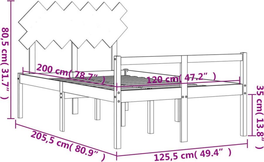 VidaXL -Seniorenbed-met-hoofdbord-massief-hout-wit-120x200-cm