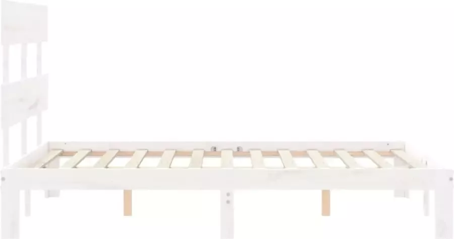VidaXL Bedframe met hoofdbord massief hout wit 140x200 cm