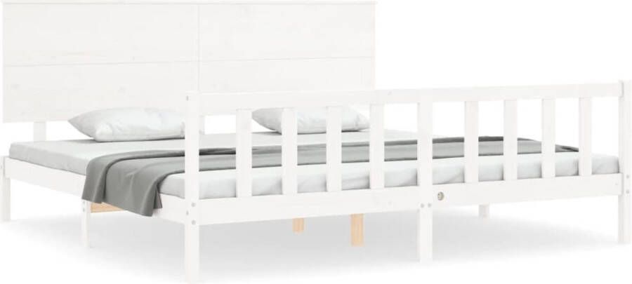 VIDAXL Bedframe zonder matras massief grenenhout wit 200x200 cm - Foto 4