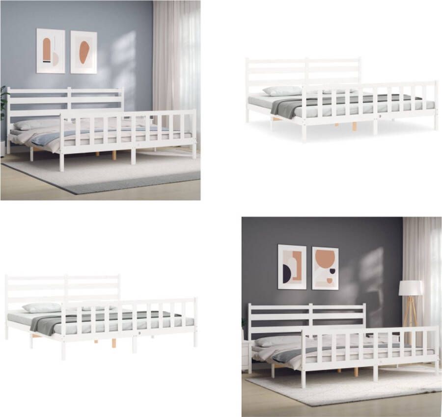 VidaXL Bedframe zonder matras massief grenenhout wit 200x200 cm Bedframe Bedframes Bed Tweepersoonsbed - Foto 2