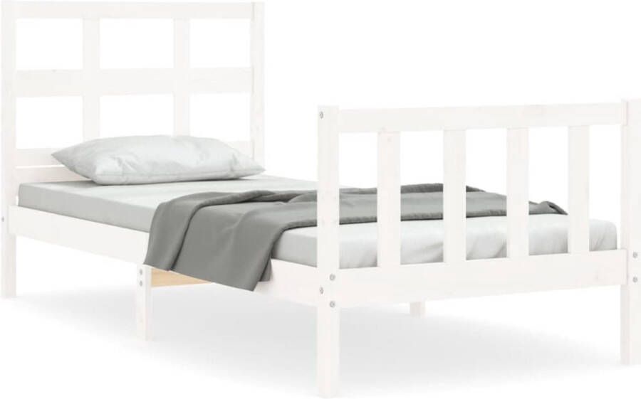 VidaXL -Bedframe-met-hoofdbord-massief-hout-wit-2FT6-Small-Single - Foto 10