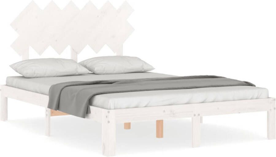 VidaXL Bedframe massief hout wit 120x190 cm Massief Houten Bed Frame Grenenhouten Bed Wit Bed Tweepersoons Bed Boxspring Bed Slaapcomfort Headboard Stapelbare Bedden - Foto 2