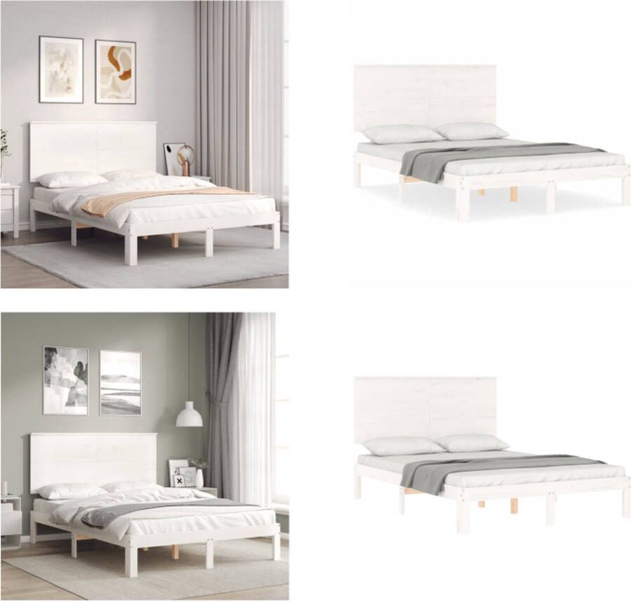 VidaXL Seniorenbed met hoofdbord massief hout wit Seniorenbed Seniorenbedden Senioren Bed Bedframe - Foto 8