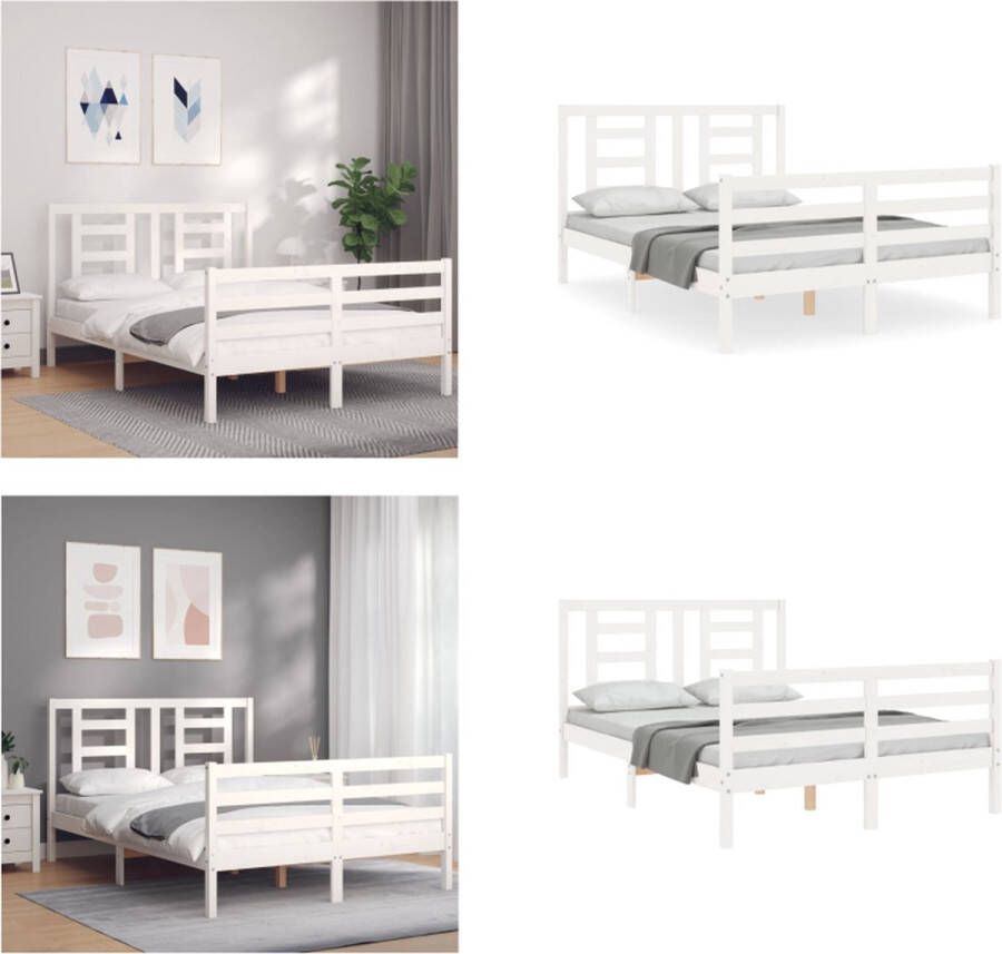 VidaXL Seniorenbed met hoofdbord massief hout wit Seniorenbed Seniorenbedden Senioren Bed Bedframe - Foto 6