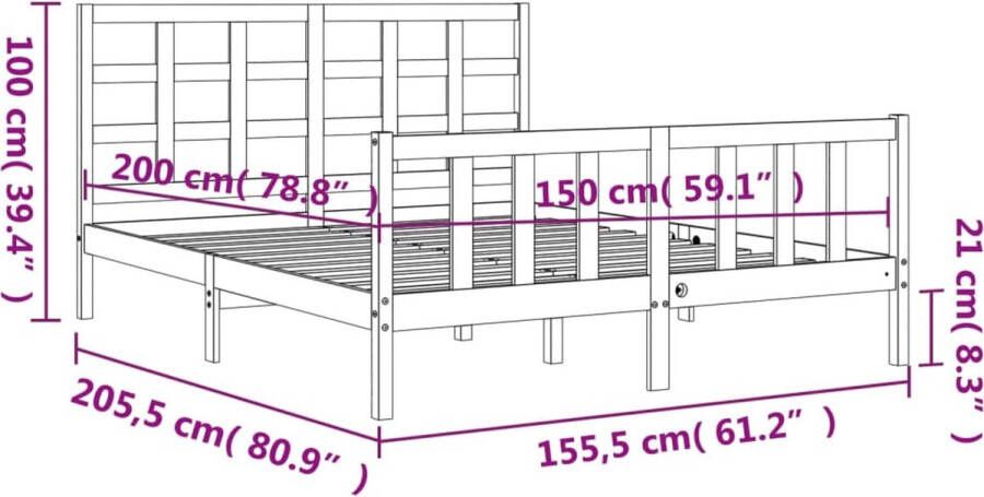 VidaXL -Bedframe-met-hoofdbord-massief-hout-wit-5-FT-King-Size - Foto 20