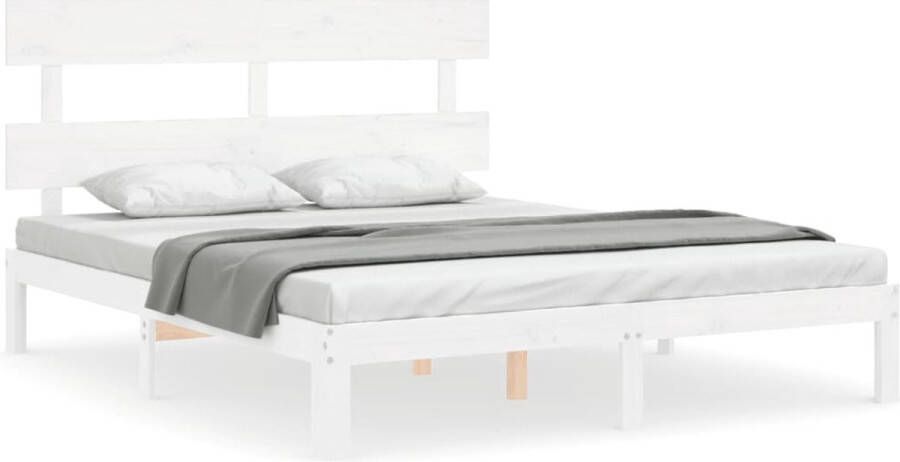 VidaXL -Bedframe-met-hoofdbord-massief-hout-wit-5-FT-King-Size - Foto 19