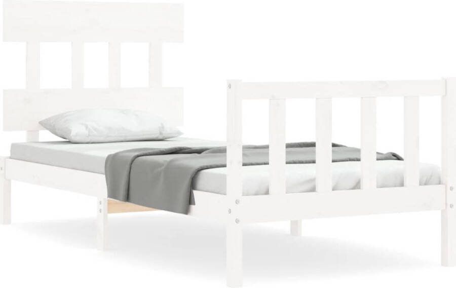 VidaXL Bedframe zonder matras massief grenenhout wit 90x200 cm - Foto 1