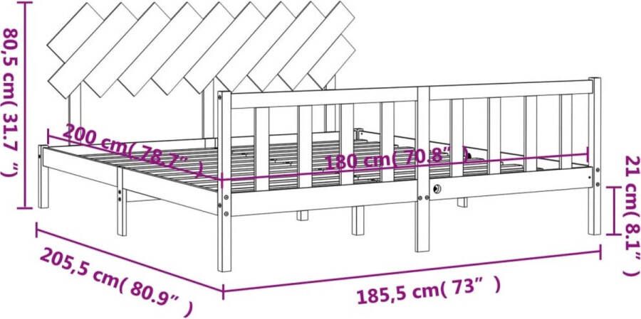 VidaXL -Bedframe-met-hoofdbord-massief-hout-wit-Super-King-Size - Foto 1