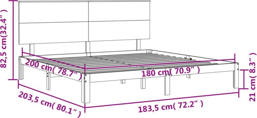 VidaXL -Bedframe-met-hoofdbord-massief-hout-wit-Super-King-Size - Foto 1
