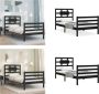 VidaXL Bedframe met hoofdbord massief hout zwart 100x200 cm Bedframe Bedframes Bed Eenpersoonsbed - Thumbnail 1