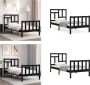 VidaXL Bedframe met hoofdbord massief hout zwart 2FT6 Small Single Bedframe Bedframes Bed Eenpersoonsbed - Thumbnail 2