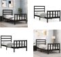 VidaXL Bedframe met hoofdbord massief hout zwart 2FT6 Small Single Bedframe Bedframes Bed Eenpersoonsbed - Thumbnail 1