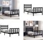 VidaXL Bedframe met hoofdbord massief hout zwart 2FT6 Small Single Bedframe Bedframes Bed Eenpersoonsbed - Thumbnail 4