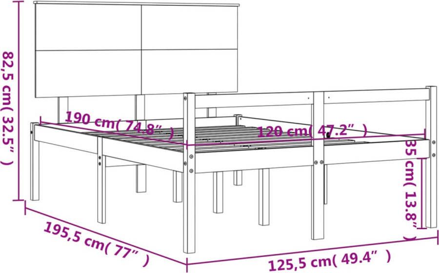 VidaXL -Bedframe-met-hoofdbord-massief-hout-zwart-4FT-Small-Double - Foto 15