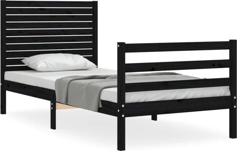 VidaXL -Bedframe-met-hoofdbord-massief-hout-zwart-90x200-cm - Foto 17
