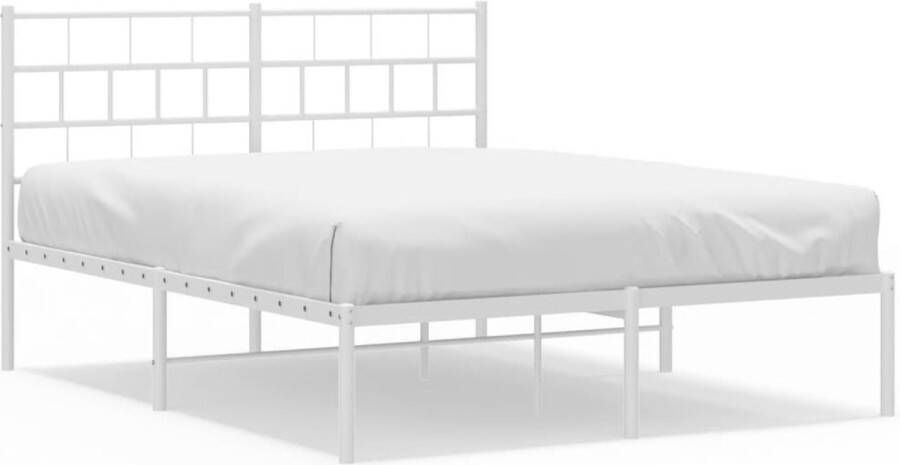 VidaXL Bedframe 150x200 cm Metaal Wit Metalen Bedframe Wit Bed Frame Boxspring Bed King Size Bed Tweepersoonsbed Slaapcomfort Staal Bedframe - Foto 3