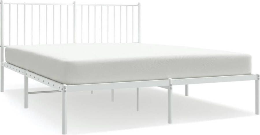 VidaXL Bedframe met hoofdeinde staal wit 208x158x90 5 cm - Foto 3