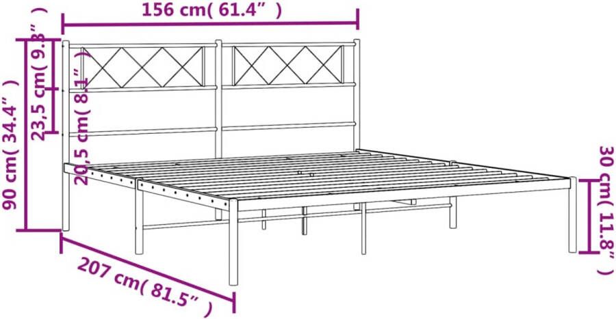 VidaXL Bedframe met hoofdeinde staal wit 208x158x90 5 cm - Foto 19