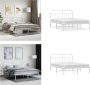 VidaXL Bedframe met hoofdbord metaal wit 160x200 cm Bedframe Bedframes Tweepersoonsbed Bed - Thumbnail 1