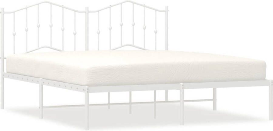 VidaXL Bedframe met Hoofdbord 180x200 cm Wit Klassieke Bed Frame Staal Bedframe Met Hoofdbord Witte Bedframe Boxspring Bedframe Tweepersoons Bedframe Ruime Bedframe - Foto 2