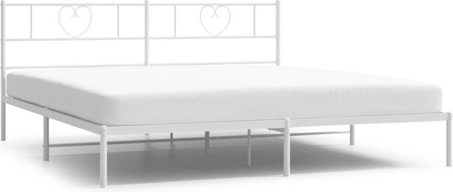 VidaXL Bedframe Metaal Wit 193x203 cm Metalen Bedframe Klassiek Bed Wit Bed Boxspring Bed Slaapcomfort Bedstede Tweepersoonsbed King Size Bed Staal Bedframe - Foto 2