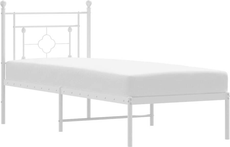 VidaXL Bedframe met hoofdbord zonder matras metaal wit 75x190 cm - Foto 11