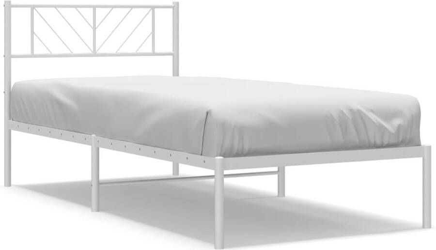 VidaXL Bedframe Metaal Wit 107x203 cm Klassieke Bedframe Metalen Bed Houten Bed Slaapcomfort Boxspring Bed Tweepersoonsbed King Size Bed Queen Size Bed Slaapkamers - Foto 2