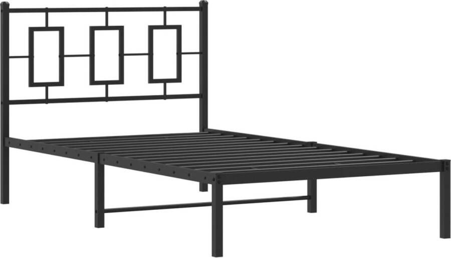 VidaXL -Bedframe-met-hoofdbord-metaal-zwart-100x200-cm - Foto 2