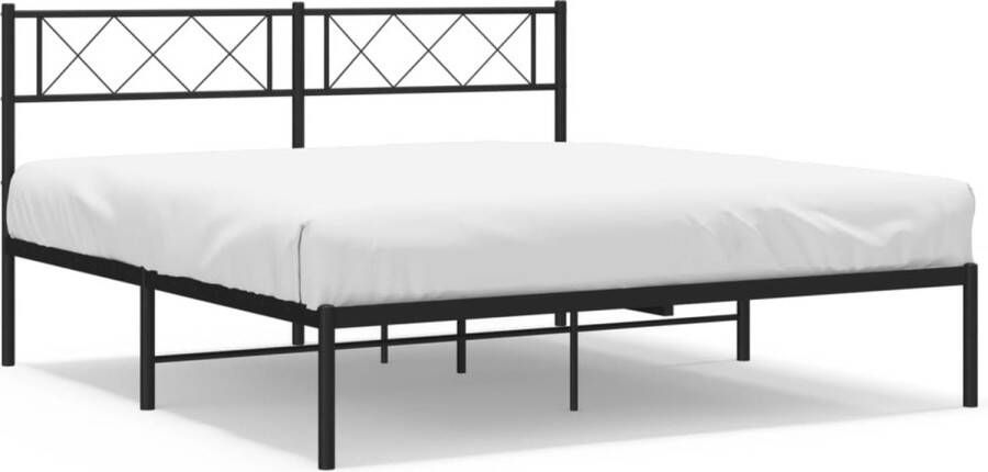 VidaXL Bedframe Metaal Zwart 140x190 cm Robuust Bed Frame Klassiek Bed Metalen Bed Zwarte Bed Hoofdboard Bed Tweepersoons Bed Slaapcomfort - Foto 2
