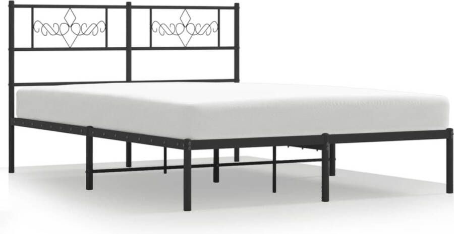 VidaXL -Bedframe-met-hoofdbord-metaal-zwart-135x190-cm - Foto 4