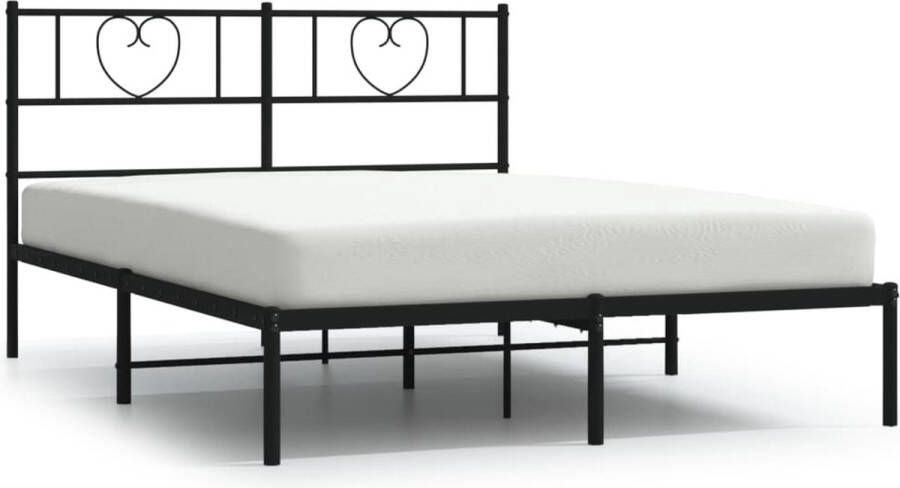 VidaXL -Bedframe-met-hoofdbord-metaal-zwart-135x190-cm - Foto 3