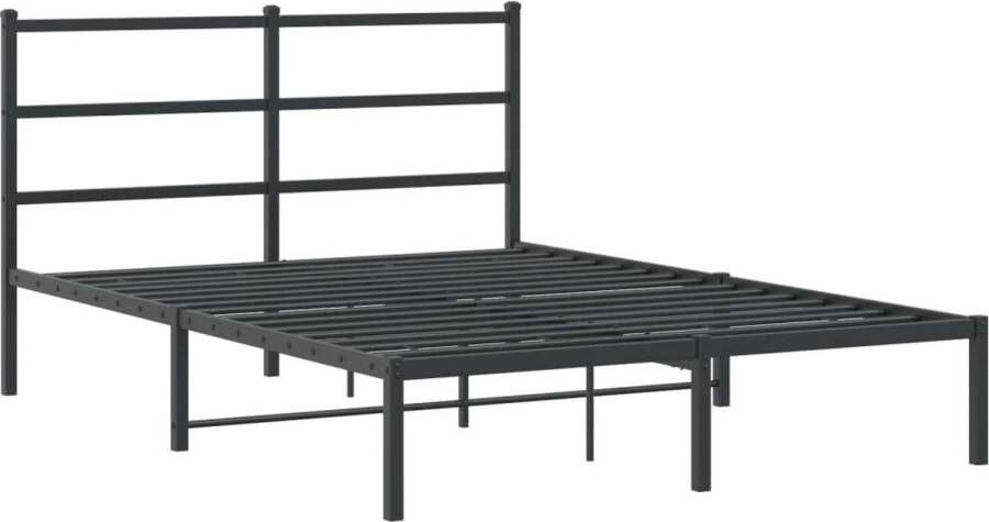 VidaXL -Bedframe-met-hoofdbord-metaal-zwart-135x190-cm - Foto 3