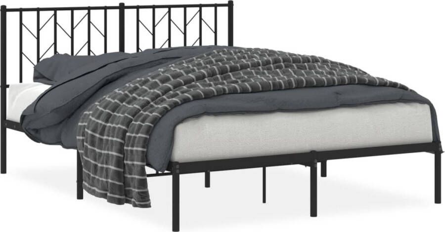VidaXL -Bedframe-met-hoofdbord-metaal-zwart-135x190-cm - Foto 12