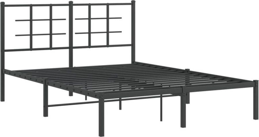 VidaXL -Bedframe-met-hoofdbord-metaal-zwart-135x190-cm - Foto 3