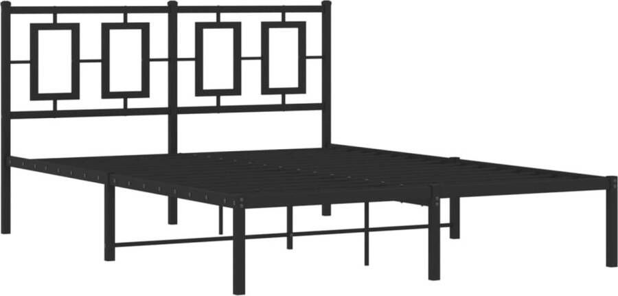 VidaXL -Bedframe-met-hoofdbord-metaal-zwart-135x190-cm - Foto 9