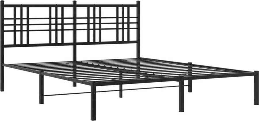 VidaXL -Bedframe-met-hoofdbord-metaal-zwart-150x200-cm