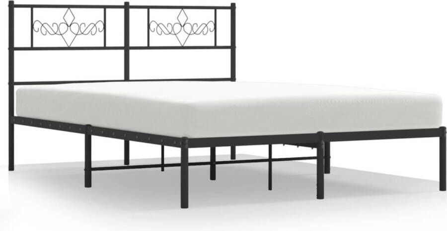 VidaXL -Bedframe-met-hoofdbord-metaal-zwart-160x200-cm - Foto 4